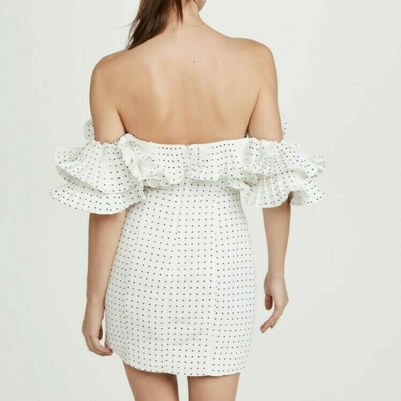 NWT MESTIZA NEW YORK LULU OFF-THE-SHOULDER POLKA-DOTS MINI DRESS SIZE 12 Z523-23 - Picture 8 of 10